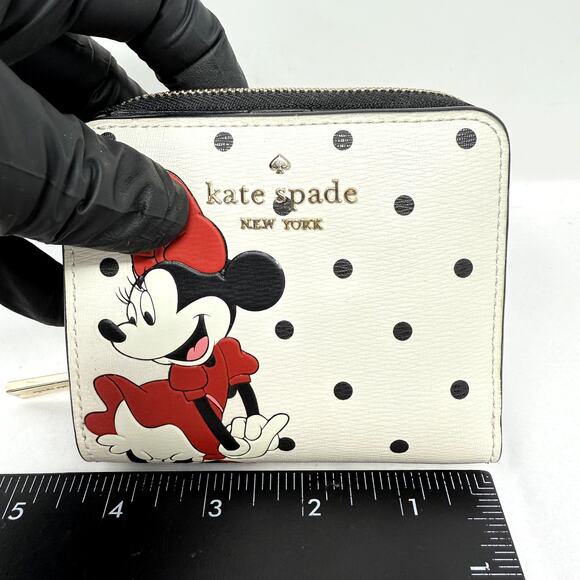 Disney x Kate Spade Minnie Mouse Small Slim Bifold Wallet NWT Polka Dot - Picture 6 of 13